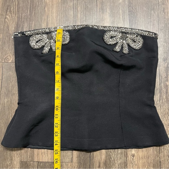 Women’s Strapless Bandana Embellish Sequin Trim Black Corset Top Party Fitted L - Picture 12 of 12